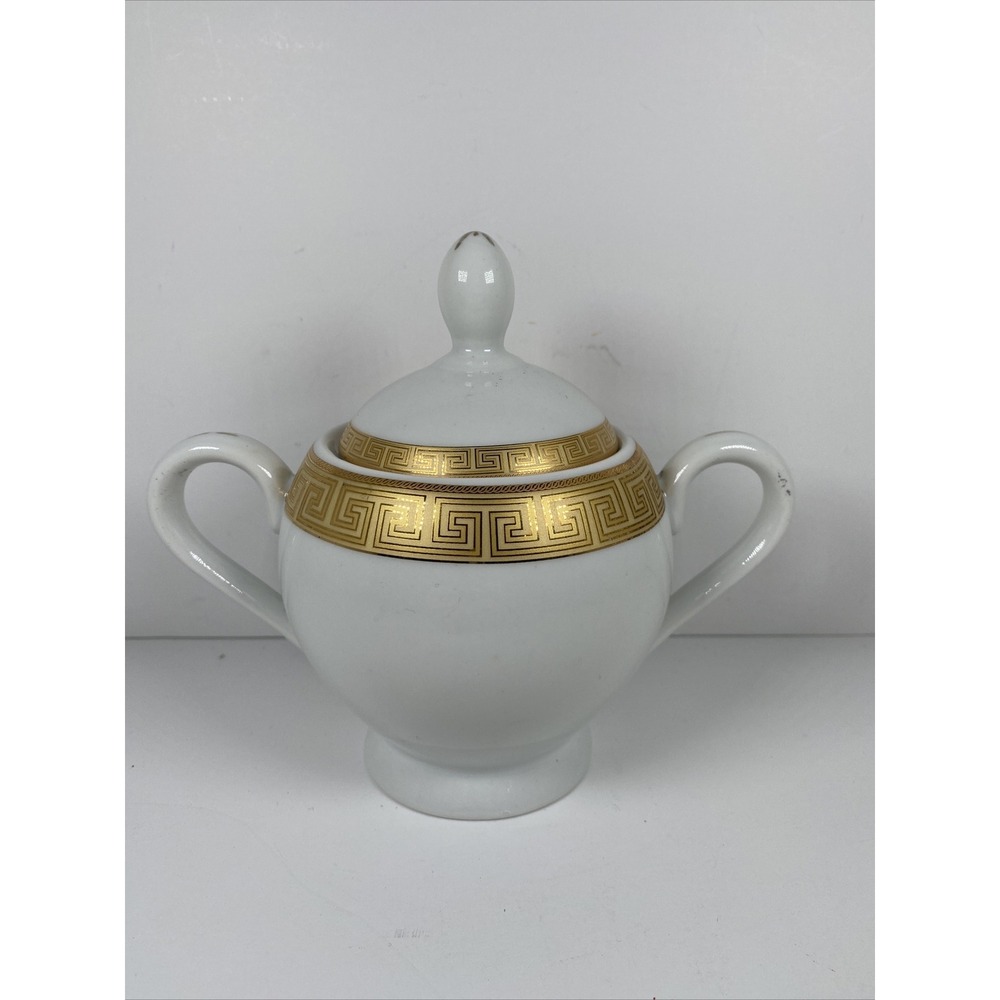 GNA Fine Porcelain Greek Key Creamer Espresso‎ Set Made in Italy Home Decor Art